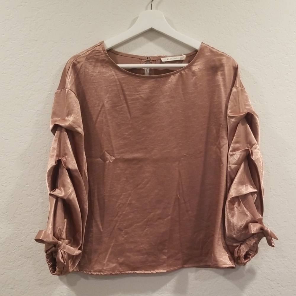 Women Size S Light Rose Brown Silk Look Shirt